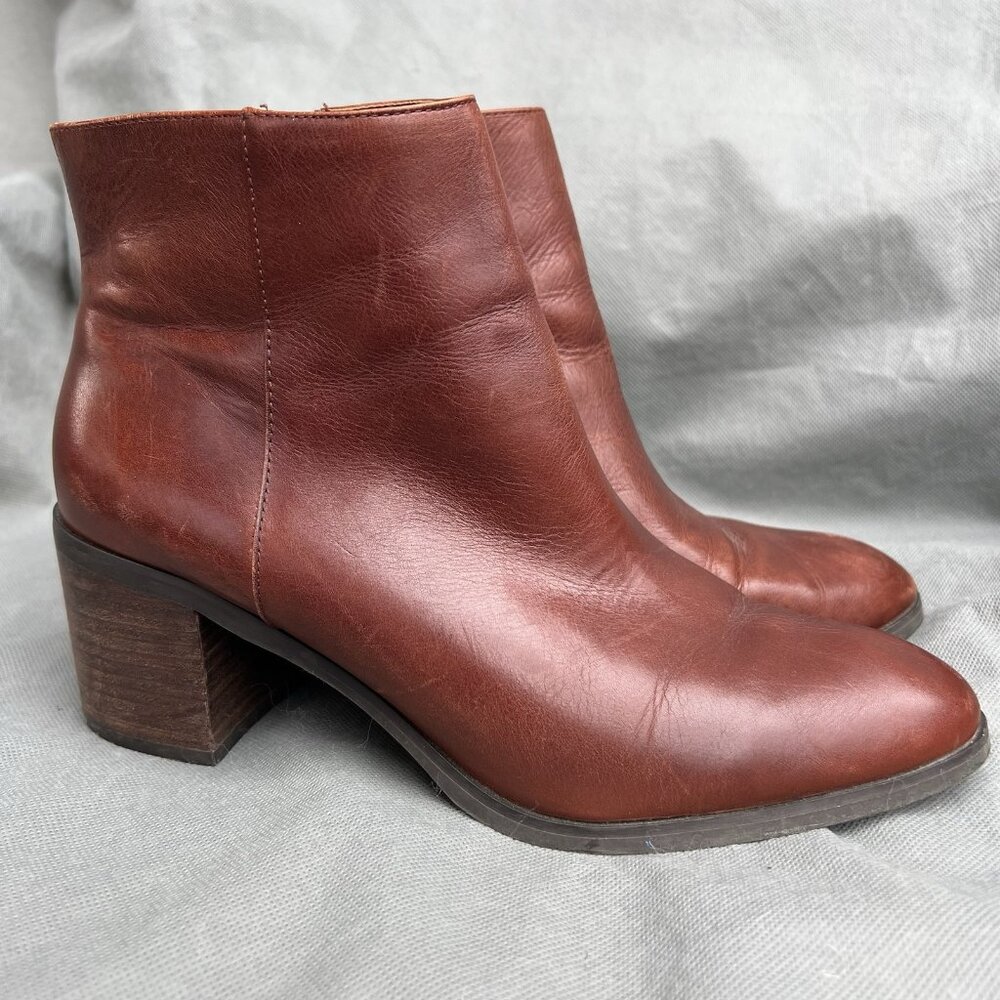 Enzo Angiolini Size 9.5 Ankle Boots Konak Shoes Leather Brown Red Jizelle - Picture 1 of 12